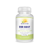 Our Daily Vites L-Methylfolate 7.5 mg / 7500 mcg Maximum Strength Active Folate, 5-MTHF, Filler Free, Gluten Free, Non-GMO, Vegetarian Capsules 90 Count (3 Month Supply) (90)