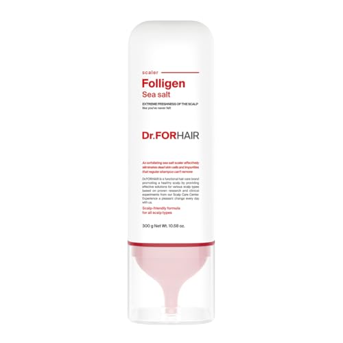 Dr.FORHAIR Folligen Sea Salt Scaler Scalp Scrub (10.5oz) | 45% Sea Salt | Exfoliate Hair Deep Cleansing Excess Sebum Oily Greasy Hair | Dry Flaky Itchy Treatment (No Parabens, Silicone, Sulfates)