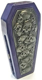 Eclipse Raised Biker Designs Crushpoof Metal Coffin Shaped Cigarette Case, 100s, 3101COF-1 (Purple Single Skull)