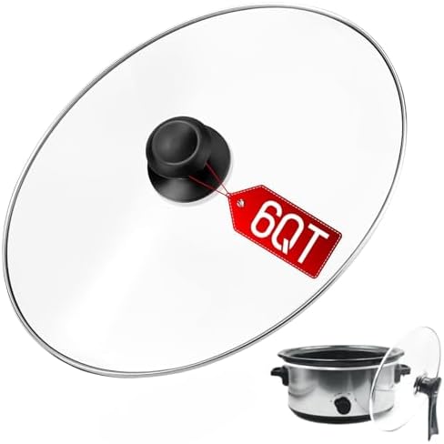 Oval Glass Lid 6 Quart Compatible with Hamilton Beach 6qt Slow Cooker 33665G, 6QT Crock Pot Lid Replacement, Heat-Resistant Extended Handle & Standable Pot Lid – Space-Saving & Convenient