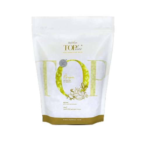 Italwax Top Line Argan - 750g / 1.65lb - Hard wax beads for hair removal - Argan oil fragrance - Synthetic formulation ideal for sensitive skins - Recommended for Bikini Area and Armpits