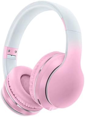 Kids Bluetooth Headphones,Lightweight Kids Girl Adult Wireless Headphone with Mic,Adjustable Headband,10H Playtime,Over Ear Kids Wireless Headphones for Tablet/iPad/Travel/School (Pink)