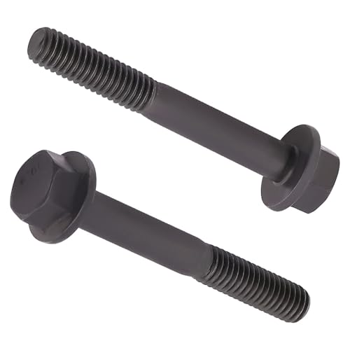 M10-1.5 x 65mm (6 pcs) Flanged Hex Bolt Screws Black Oxide Finish, 10.9 Grade Alloy Steel, Large Flange Washer Head, DIN6921/GB5789, Partial Thread