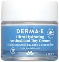 Derma E Ultra Hydrating Antioxidant Day Cream – Face Moisturizer with Hyaluronic Acid, Squalane, and Ceramides to Smooth and Nourish, Hydrating Face Moisturizer for Sensitive Skin, 2 Fl Oz