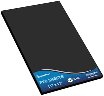 Mega Format Expanded PVC Plastic Sheets - 11" X 17" Rigid Black Sheet for Crafts, Signage, & Displays - Sintra, Celtec PVC Board - Waterproof for Outdoors Use - 1/2" 12mm Thick - 1-Pk-Black