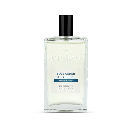 Cremo Cologne for Men - Blue Cedar & Cypress Mens Cologne Spray- A Woodsy Scent with Notes of Lemon Leaf, Cypress and Cedar, Fragrances For Men, 3.4 Fl Oz