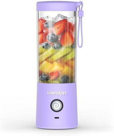 BlendJet Portable Blender for Smoothies & Shakes - 16oz BlendJet 2 Cordless Personal Small Blender, USB-C Rechargeable & Self Cleaning - Mini Travel Blender with Stainless Steel Blade (Lavender)