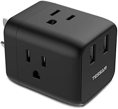 Australia China New Zealand Power Plug Adapter, TESSAN Australian Travel Adaptor with 3 US Outlets 2 USB Ports 3 Prong Grounded for USA to AU Argentina Fiji (Type I)