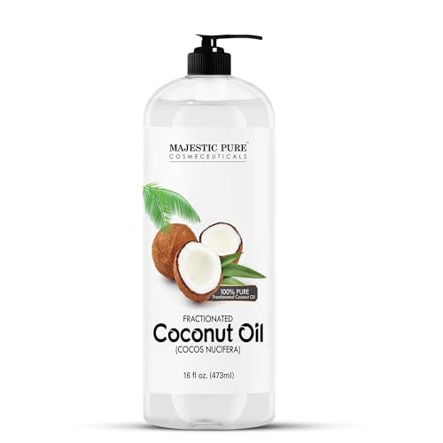 Majestic Pure Fractionated Coconut Oil - Relaxing Massage Oil, Liquid Carrier Oil for Diluting Essential Oils - Skin, Lip, Body & Hair Oil Moisturizer & Softener - 16 fl oz