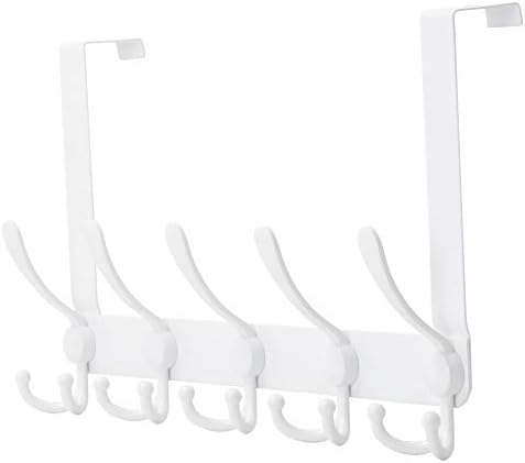 Dseap 5 Tri Over The Door Clothes Hanger and Towel Rack, Heavy Duty White