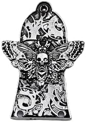Guyker 1 Pcs Guitar Head Cover 3 Holes, Zinc alloy Guitar Truss Rod Cover for GIB LP Style Guitar Accessories Parts, Butterfly Skeleton Pattern JA3002, Ancient Silver
