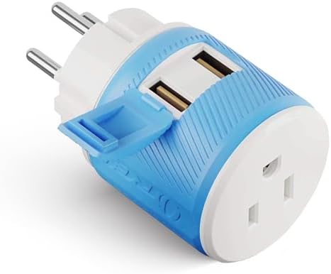 OREI 3 in 1 Israel Plug Adapter (Type H Adapter) with Dual USB for Charging – Does Not Convert Voltage - Israel Adapter Plug with Type B Input, Compatible in Palestine, Gaza Strip & Israel (U2U-14)