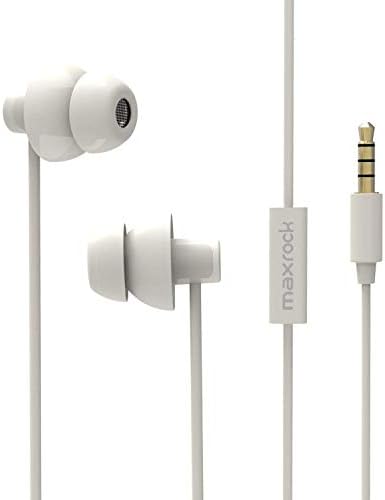 MAXROCK Sleeping Headphones, in-Ear Soundproof Earplug Soft Earbuds with Mic Noise Cancelling Sleep Earphones Earpods for Side Sleeper, Insomnia, Snoring, Air Travel, Bedtime Listening… (White)