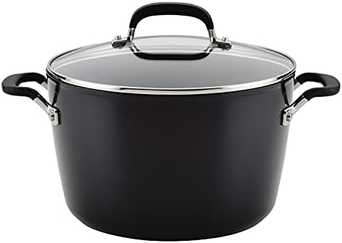KitchenAid Hard Anodized Nonstick Stockpot with Lid, 8 Quart, Onyx Black