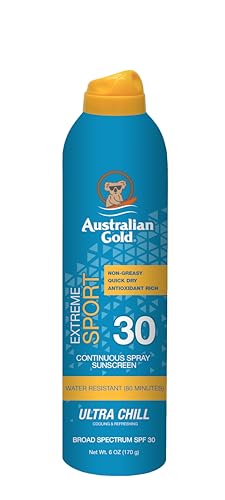 Australian Gold Extreme Continuous Spray Sunscreen SPF 30, Broad Spectrum, Sweat and Water Resistant, Non-Greasy, Sport-New, Coastal Breeze, 6 Ounce 5.6 Ounce (Pack of 1) SPF 30 - Spray