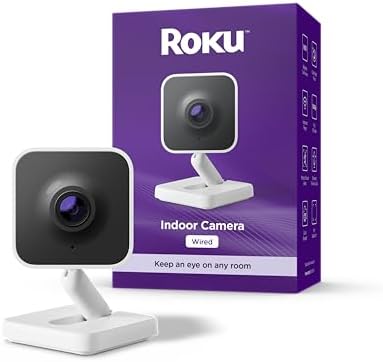 Roku New Indoor Camera 2024 - Home Security - 1-Pack - Wired Security Camera & Pet Monitor with 1080p HD Color Night Vision, Works with Alexa & Google, Motion & Sound Detection, WDR & WiFi 6