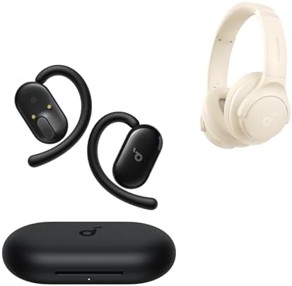 Soundcore V20i by Anker Open-Ear Headphones with Q20i Noise Cancelling Headphones, Rotatable Snug Fit, Comfort, Punchy Bass, Clear Calls, IP55, Lights