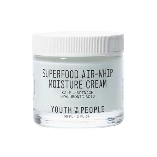 Youth To The People Superfood Air-Whip Moisture Cream, 48-Hr Hydrating Face Moisturizer, Hyaluronic Acid, Kale and Green Tea for Glowing Skin, Non-Greasy, Vegan