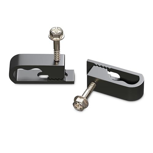 THE CIMPLE CO Dual Cable Clips, 50 PCS, Indoor/Outdoor Cord Management, 1/2 in Wire Clips for Coax, Ethernet, Electrical Wire, Screw Clips for Wires on Wall, Black