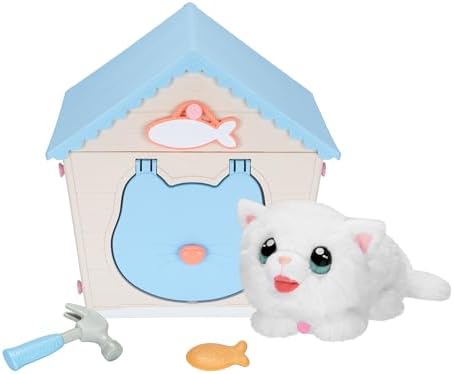 Little Live Pets My Kitty's Home | Interactive Plush Toy Kitten & House, Surprise Reveal with 25+ Sounds & Reactions. Build Kitty's Home - Easy Build DIY Home, Batteries Included. for Kids Ages 5+