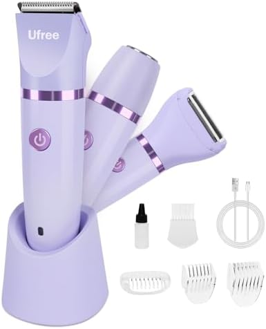 Ufree Bikini Trimmer for Women, Electric Razors for Women, Rechargeable Pubic Hair Trimmer Womens Electric Shaver for Legs Body Hair, Bikini Shaver IPX7 Waterproof, Gifts for Women, Purple