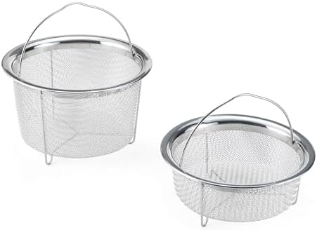 Instant Pot Official Mesh Steamer Basket Set, Stainless Steel, Dual-Purpose Steamer & Strainer, Easy-Lift Handle, Dishwasher Safe, Rust-Resistant, Essential Accessory for Healthy Cooking