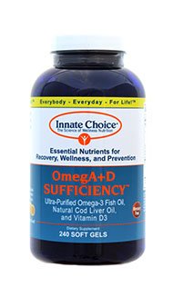 Omega 3, Fish Oil Capsules, OmegA+D By Innate Choice, Lemon 240 Capsules, Pharmaceutical Grade Fish Oil, 3rd Party Tested, Organically Filtered and Triple Purified, Natural Cod Liver Oil, Vitamin D3