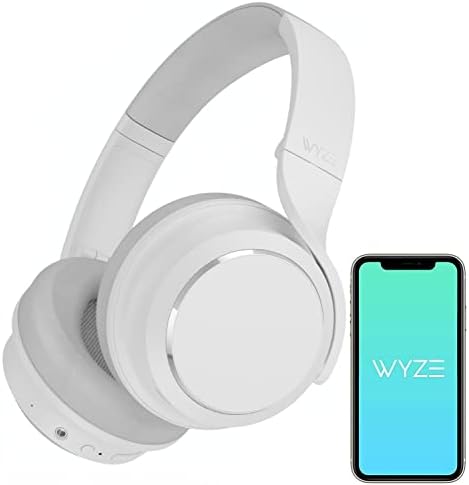 WYZE Noise Cancelling Headphones, Over The Ear Headphones with Active Noise Cancellation, High-Fidelity Sound, Transparency Mode, Alexa Built-in, White