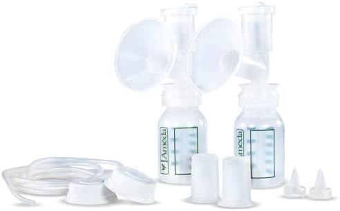 Ameda HygieniKit Universal Milk Collection System | Hands Free Breast Pump Accessories | (New & Improved) | Breastfeeding Supplies | Pumping Essentials | Flanges, Bottles, Valves, Diaphragms & Tubing