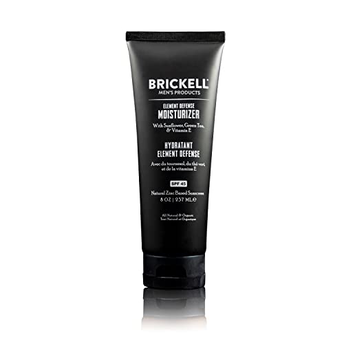 Brickell Men's Element Defense SPF45 Moisturizer for Men, Natural & Organic, Zinc Oxide Mineral Sunscreen, Hydrates and Protects Skin Against UVA/UVB Rays, 8 Ounce, Unscented