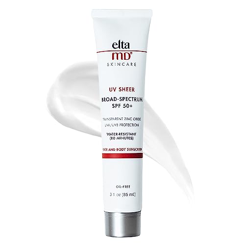 EltaMD UV Sheer Face Sunscreen, SPF 50+ No White Cast Sunscreen for Face and Body, Zinc Oxide Sunscreen Formula