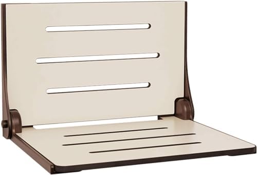 Seachrome Lift-Assist Silhouette High Back Folding Shower, Almond Seat with Bronze Frame
