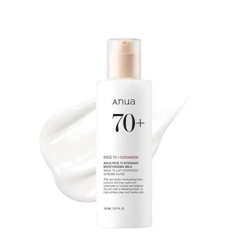 ANUA Rice 70 Intensive Moisturizing Milk, Lotion for Deep Hydration and Nourishing, Glowy Glass Skin, Rice Water, Niacinamide, Ceramides, Lightweight, Korean Skincare, 150ml/ 5.07 fl.oz.