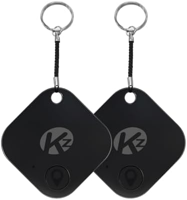 KZO Bluetooth Air Tracker Tag 2 Pack, iOS and Android Compatible, Find Nearby, Phone Finder, Loud Ring, Replaceable Battery, Suitable to Track Keys/Backpacks/Luggage/Suitcases, Black