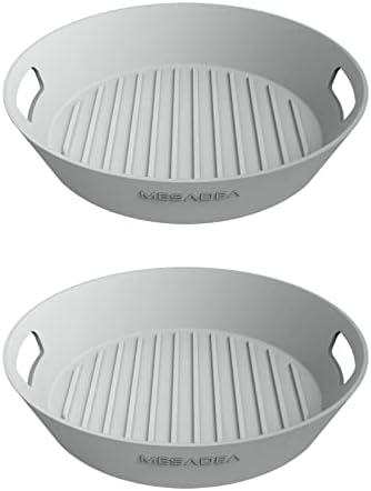silicone air fryer liners-Reusable Heat Resistant Food Safe Silicone Bowl/Pot for Air Fryer and Microwave for Ninja Foodi Air Fryer, Coffee Maker, Blender (grey+grey 8inch)