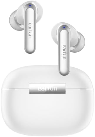 EarFun Air 2 Wireless Earbuds, 10mm Drivers with LDAC Bluetooth Earbuds, Hi-Res Audio, Bluetooth 5.3 with Multipoint Connection, 4 Mics, Wireless Charging, 40H Playtime, App Customization, IPX7, White
