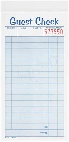 Adams Guest Check Pads, 2-Part, Carbonless, White/Canary, 3-3/8" x 6-3/8", 50 Sets per Pad, 10 Pack (104-50SW)