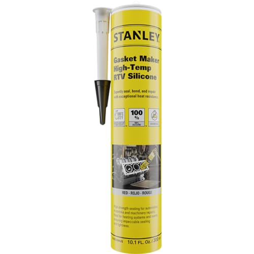 Stanley High-Temp RTV Silicone Gasket Maker - Oil, Vibration and Heat Resistant Black Silicone Sealant for Automotive Valve Covers and Engine Parts, 10.1 fl.oz. Black, 1 Pack