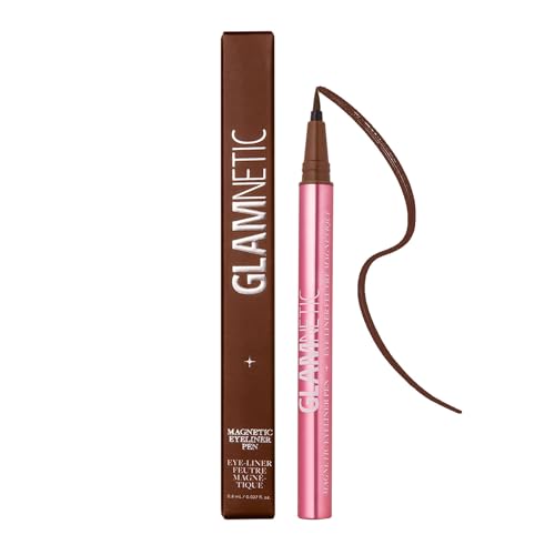 Glamnetic Felt Tip Magnetic Eyeliner Pen - Brown 0.025 fl oz | Brown Smudgeproof & Waterproof Eyeliner Pen, All-Day Hold for Magnetic Eyelashes, Quick-Drying, Paraben-Free