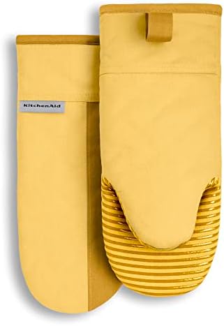 KitchenAid Beacon Two-Tone Non-Slip Oven Mitt Set, Majestic Yellow, 5.75"x13", 2 Piece