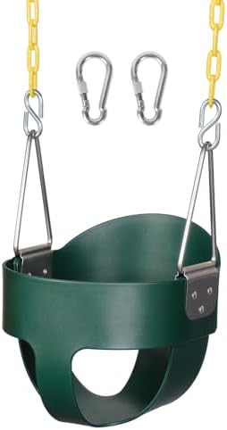 DECORLIFE Toddler Swing - High Back Full Bucket Seat for Ages 1-3, 330lb Capacity, Baby Infant Swing Outdoor with Safety Design, Plastic-Coated Chains, Carabiners for Backyard, Playground, Garden