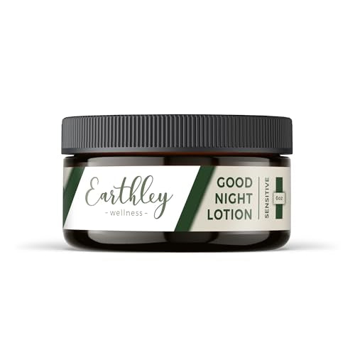 Earthley Wellness, Good Night Lotion, Apricot Oil, Filtered Water, Magnesium Chloride, Mango Butter, Kokum Butter and Candelilla Wax (6oz, Sensitive)