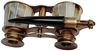 2.5 Inches Opera Glasses Binoculars for Adults with Handle - Mother of Pearl Solid Brass Opera Binoculars - Pocket Size Handel Vintage Binoculars for Kids, Bird Watching, Theater
