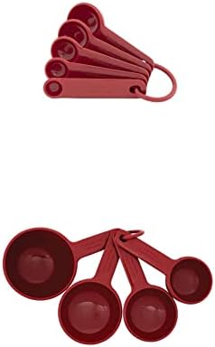 KitchenAid Universal Measuring Spoon Set, 5-Piece, Red & KitchenAid Universal Measuring Cup Set, 4-Piece, Empire Red