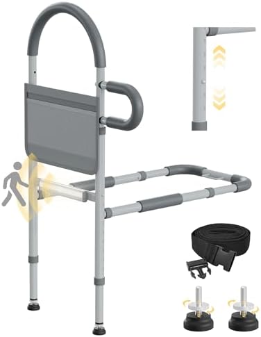 Bed Rails for Elderly Adults Safety with Motion Sensor Light, Bedrails for Elderly Adults Grab Bar Bed Handrails, Non-Slip Ergonomic Handle and Storage Pocket, Fit Twin, Full, Queen, King