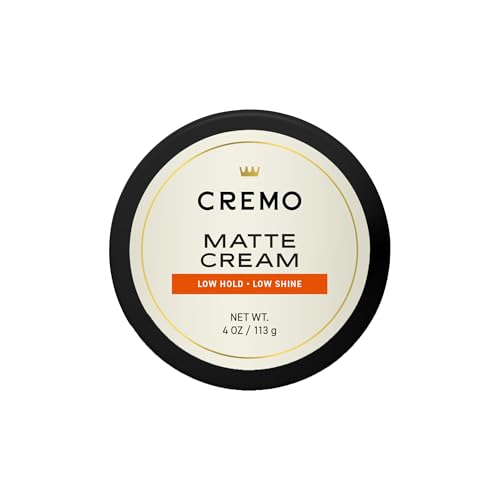 Cremo Hair Styling Matte Cream, Premium Barber Grade, Light Hold, Low Shine, Hair Cream and Hair Products For Men, 4 Oz