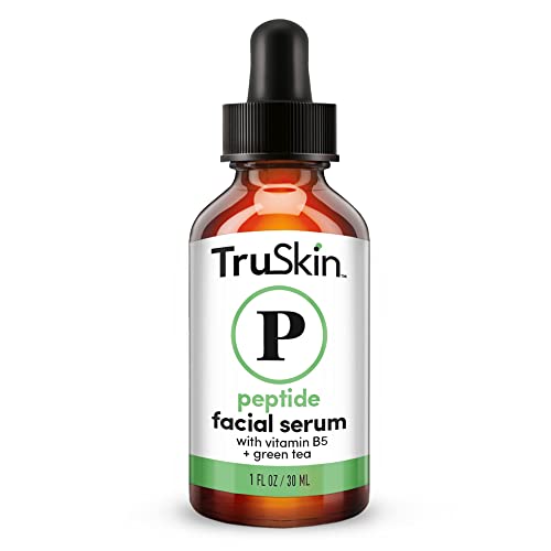 TruSkin Peptide Serum For Face – with Collagen Boosting Peptides, Amino Acids, Green Tea, Aloe and Vitamins B5 & E – Skin Barrier Support, Stronger and Firmer-Looking Skin, 1 fl oz