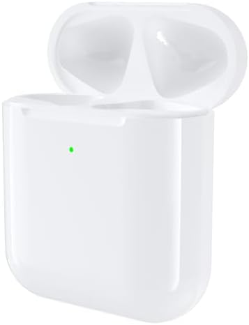 Wireless Charging case for AirPods 1st & 2nd, Air Pods 1/2 Generation Charger Case Replacement with Bluetooth Pairing Sync Button, 450 Mah Built-in Battery (No Earbuds)