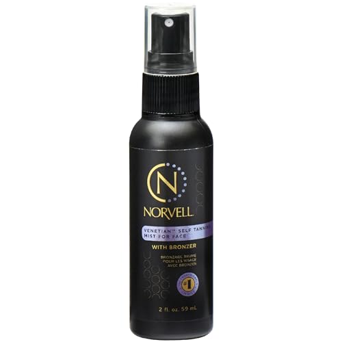 Norvell Venetian Sunless Self Tanning Mist for Face - Non Comedogenic Facial Bronzing Tanner Spray for Natural Sun-Kissed Glow, 2 fl.oz.