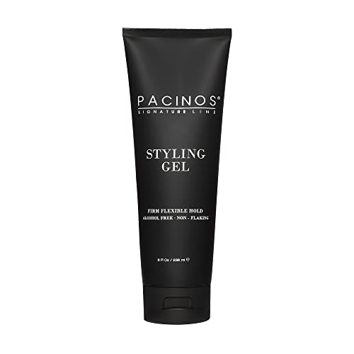 Pacinos Styling Gel - Medium Shine All Day Hold, Conditions and Moisturizes Hair while Adding Volume and Texture, No Dry Flakes or Residue, All Hair Types, 8 fl. Oz